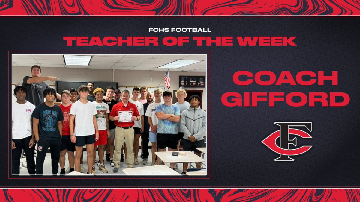 CONGRATULATIONS to the very first FCHS Football Teacher of the Week, Coach Will Gifford! Each week, the players nominate and vote on teachers they believe are passionate about what they do - helping students, and embodying the Bulldog culture! Congrats, Coach!