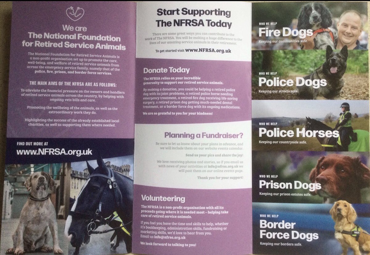 @The_NFRSA Is a NationalCharity Dedicated to Support of RetiredServiceAnimals including RPDogs 
Comments made by ThinBluePawFoundation last night are therefore False & Misleading 
Please Circulate This is so Wrong
@MA_PurplePoppy @Brick_Cop @UkCountyLines @UKCopHumour @PFEW_HQ