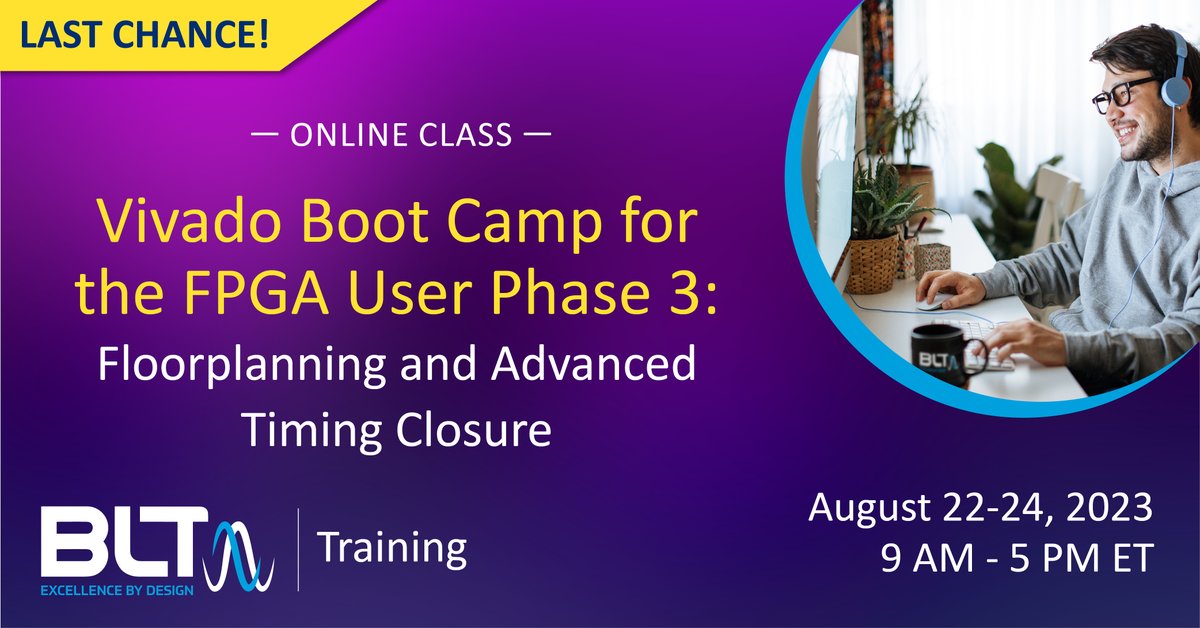 Xilinx1's tweet photo. We have 2 seats left in our very popular Vivado boot camp happening next week. Register to save your seat! https://t.co/WE8g7hMcip

#amd #xilinx #vivado #fpgas #timingclosure https://t.co/GX05wztZut