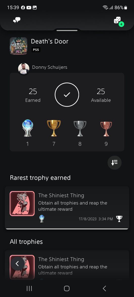 platinum_that's tweet image. Plat #135: Deaths Door.

Great combination of old school Zelda games and soulslike. Exploration and story are great! Truly enjoyed my time with this one. :) #PS5 #platinumtrophy #devolver #PlayStation5 #Playstation