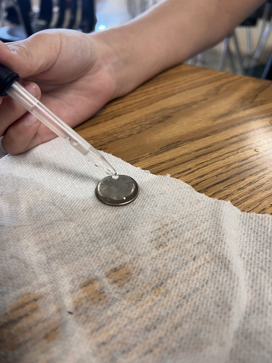 MrsDelgado5th's tweet photo. It’s our first lab day of 5th grade! 🎉We are predicting how many drops will fit on the top of each coin. 👩🏽‍🔬💧🪙#5thGradeRocks #Predictions #LabDayBestDay @TurnerBartelsK8 @WeAreHAEST https://t.co/YknrI81P8Y