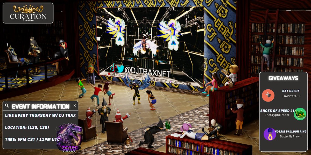 DCLCurations's tweet photo. After a nice break, this week we are BACK with Lit w/ Literature & LIVE w/@DJTRAXNFT!

Like, RT, Follow to enter tonights SMART 🧠WEARABLE 🧥 giveaways!

1. Bat Orlok - @dapp_craft 
2. Shoes of Speed - TheCryptoTrader
3. Hotair Balloon Ring - @ButterflyPrawn 

See you all tonight at 6pm CST!

https://t.co/aSVaR0SVOO