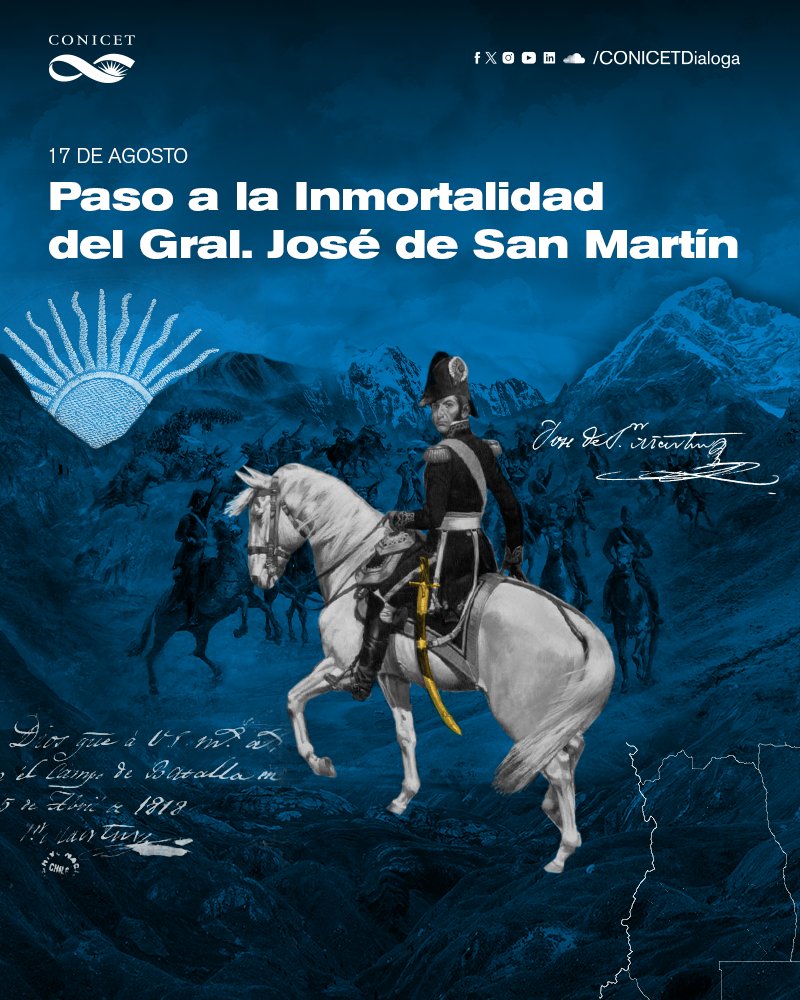 🔵En un nuevo aniversario del Paso a la Inmortalidad del Gral. José de #SanMartín, homenajeamos a una de las figuras más importantes de la historia argentina y sudamericana, que luchó por la independencia de los pueblos del sur.
✍️bit.ly/17ASanMartín
#CienciaArgentina 🇦🇷