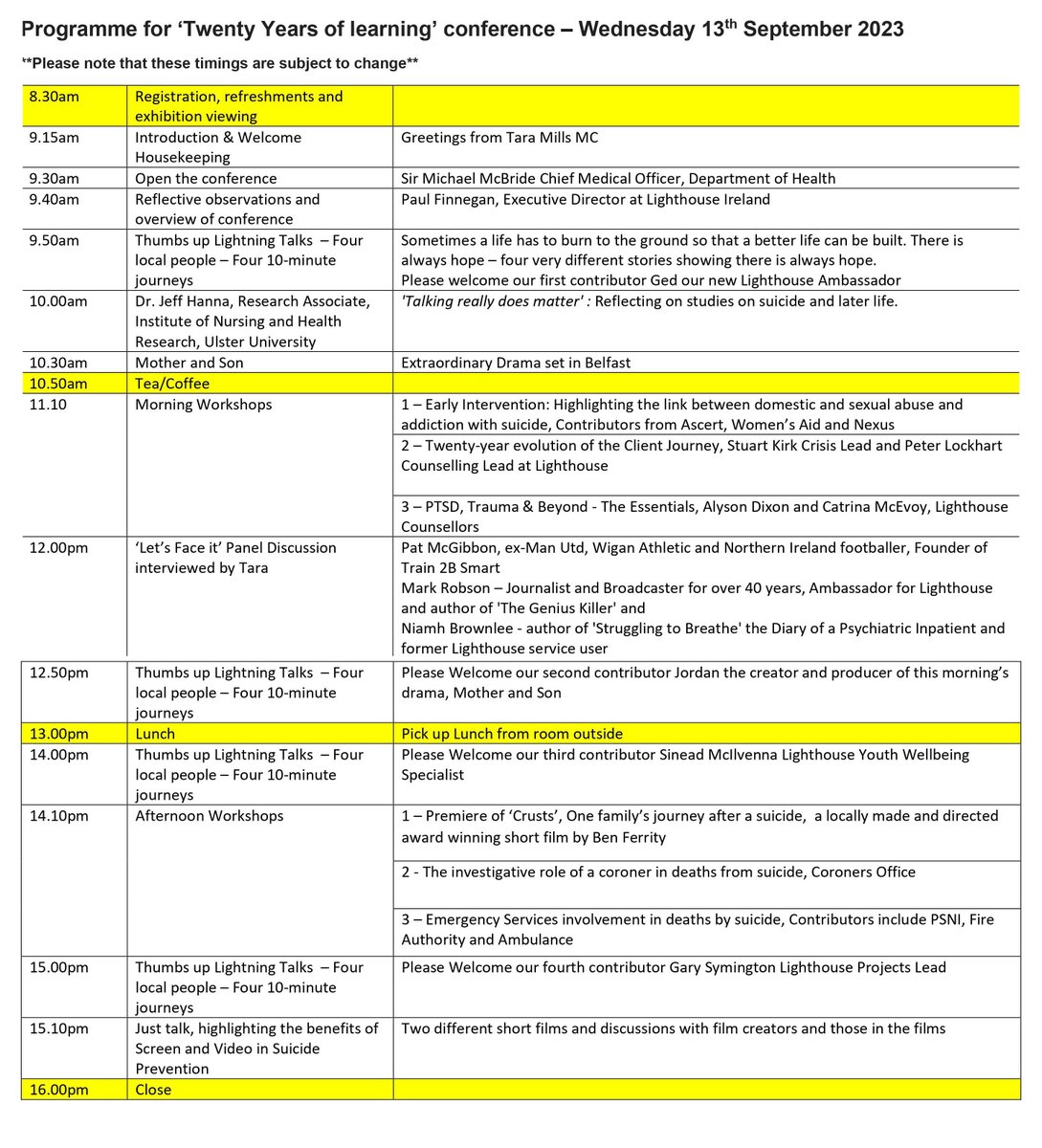 **Running order for conference** There's still time to register your place at the conference taking place on Wed. 13th Sept. at Girdwood Community Hub lnkd.in/eWiKJbmK