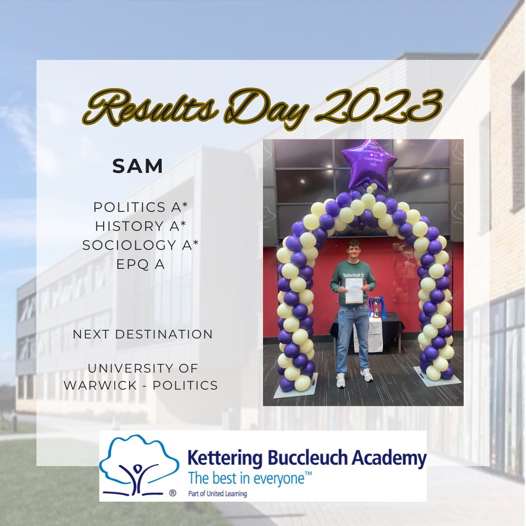 A fantastic set of results for Sam, we are all extremely proud of you! Onwards to <a href="/uniofwarwick/">University of Warwick</a> 💯 <a href="/UnitedLearning/">United Learning</a>