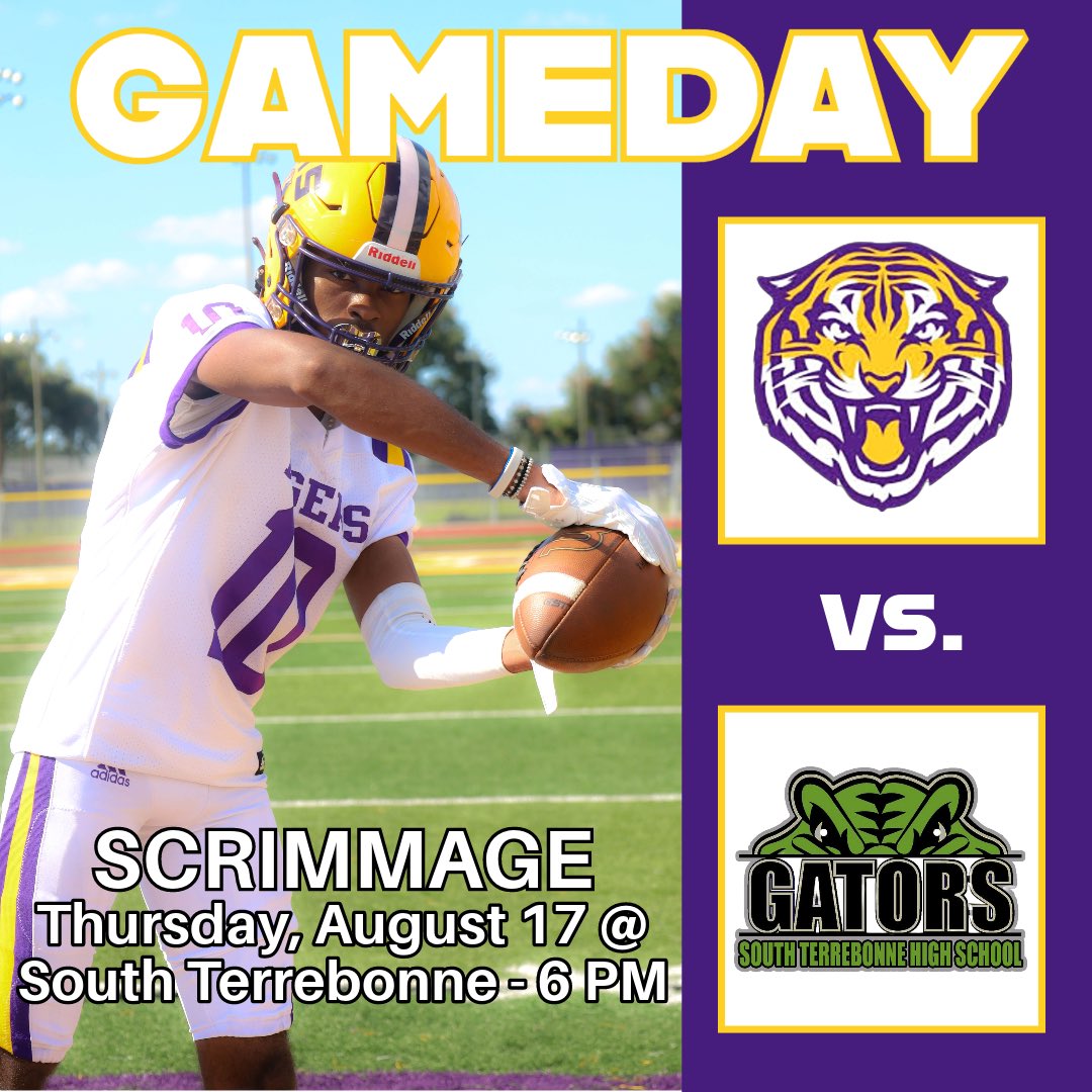 THS_TigersFB's tweet photo. Fall football scrimmage tonight @ South Terrebonne, 6 pm!  Geaux Tigers! 🏈🏈🏈 https://t.co/eFV1vdW6LL