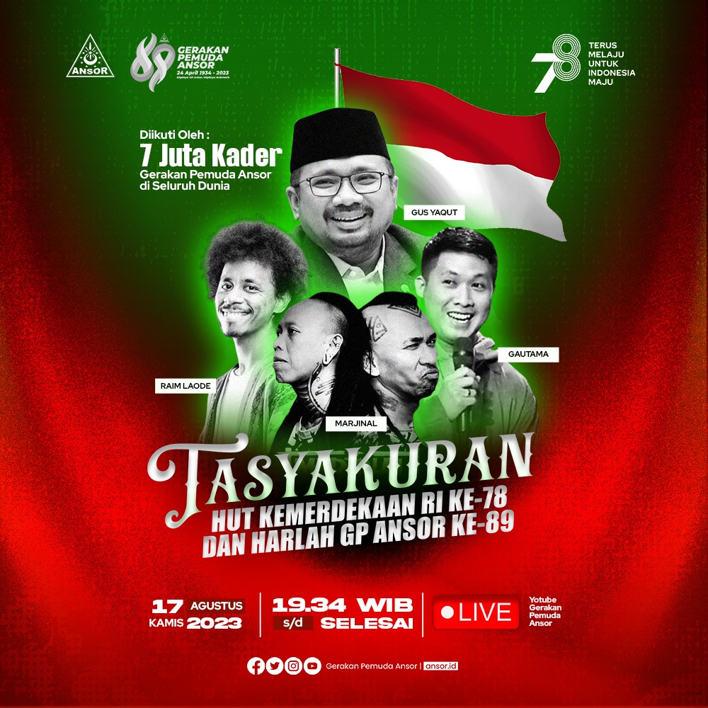 gpansorkediri's tweet photo. Tahniah Indonesia!!!

Menyambut HUT Kemerdekaan Indonesia ke-78 dan Harlah GP Ansor ke-89 dengan penuh rasa syukur dan gembira. Terus Melaju untuk Indonesia Maju, semoga selalu membersamai dalam gerak juang dan tersemat dalam diri dan batin kader.

#Harlah89GPAnsor https://t.co/Cop1qUSLsj