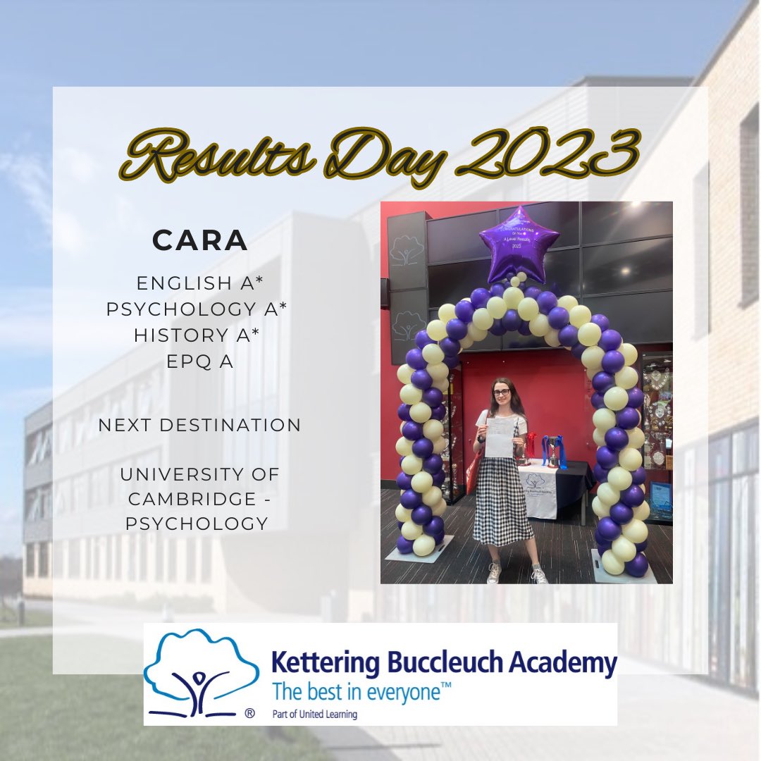 An incredible set of results for Cara, earned through years of dedication to her studies. We are all very proud of you. <a href="/Cambridge_Uni/">Cambridge University</a> is the next stop 🫶 <a href="/UnitedLearning/">United Learning</a>