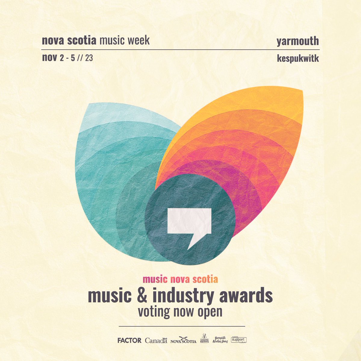 Music Nova Scotia 2023 Music &amp; Industry Award Voting Is Now Open!

Full details and the ballot to vote here: musicnovascotia.ca/music-nova-sco…

#NSMW2023