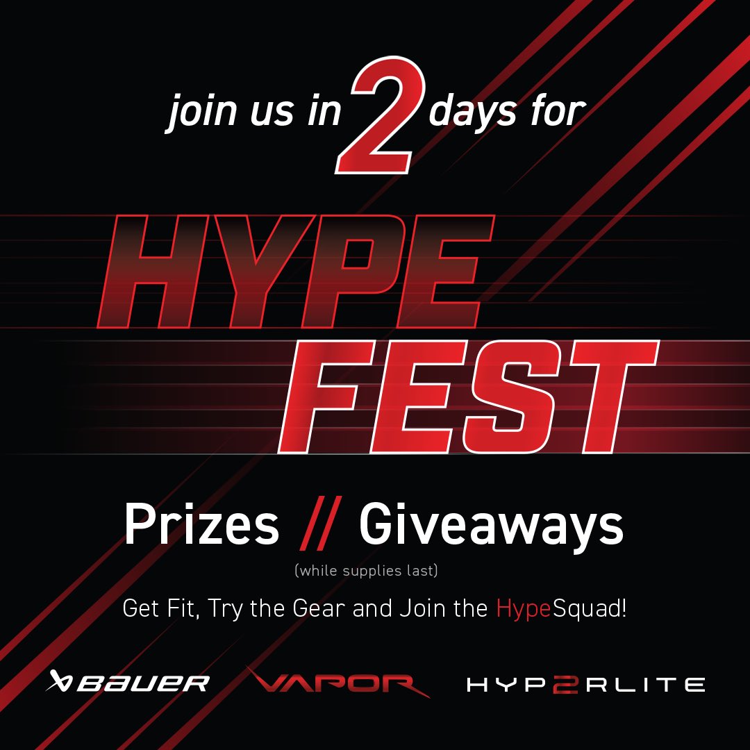 ALSSFS's tweet image. Join us this Saturday August 19 from 10-5 for Bauer #Hypefest!  Free Bauer prizes to first 250 guests! Get #Gamefit with our Bauer scanners for skates, helmets and sticks. All in stock team apparel at 20% off!  Lots of demo skates, sticks and gloves at huge savings. @bauerhockey