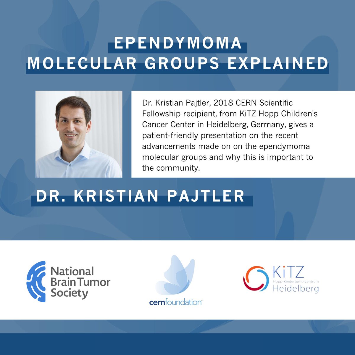 Dr. Kristian Pajtler, 2018 CERN Scientific Fellowship Recipient, from KiTZ Hopp Children’s Cancer Center, @KiTZ_HD, in Heidelberg, Germany, gives a patient-friendly presentation on advancements made in the #ependymoma molecular groups: youtube.com/watch?v=uxXqZn…