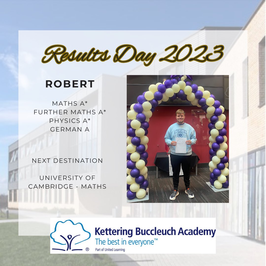 An amazing day for Robert and his family. We are so proud of you! An incredible set of results thoroughly deserved 🫡 Onwards to <a href="/Cambridge_Uni/">Cambridge University</a> 👏 <a href="/UnitedLearning/">United Learning</a>