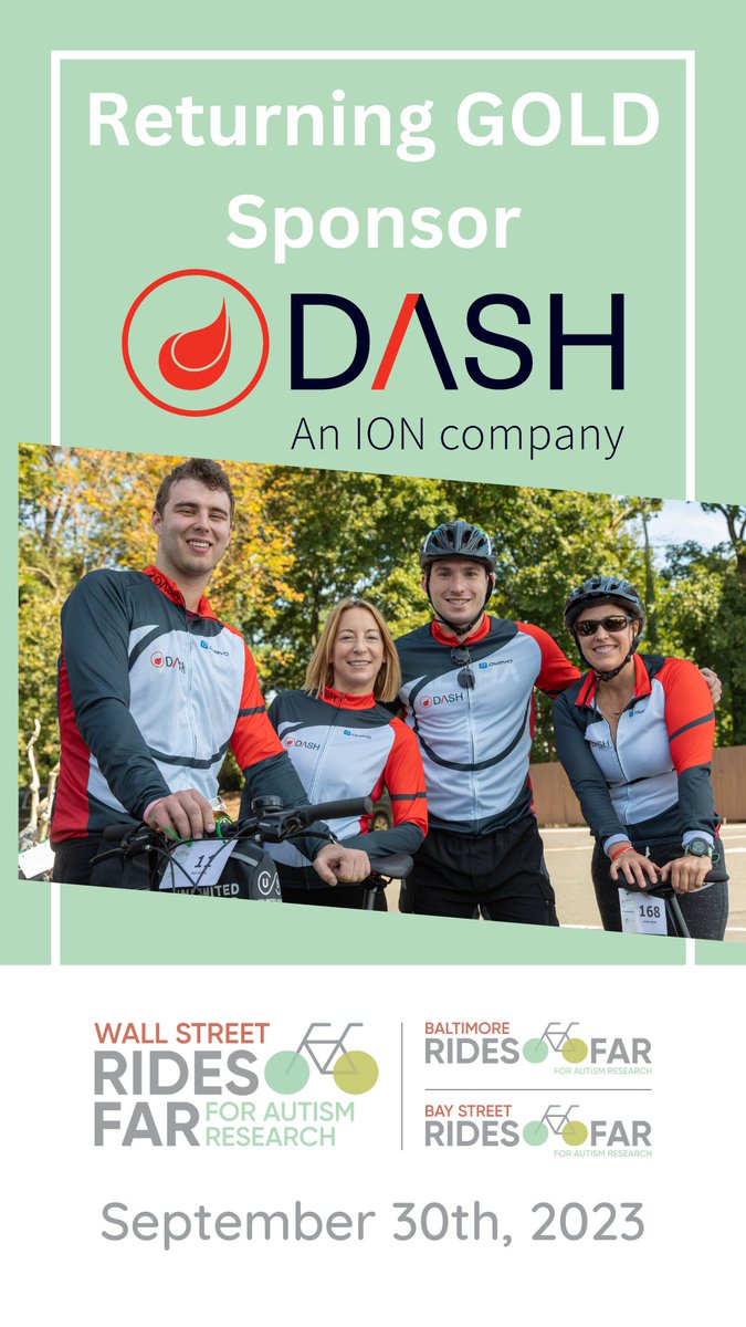 We are excited to welcome back @DASHFinancial to #RidesFAR! Founded on the philosophy of transparency, performance and service their partnership with the @AutismScienceFd is built on these same standards, as they are laser-focused on funding passionate autism researchers.