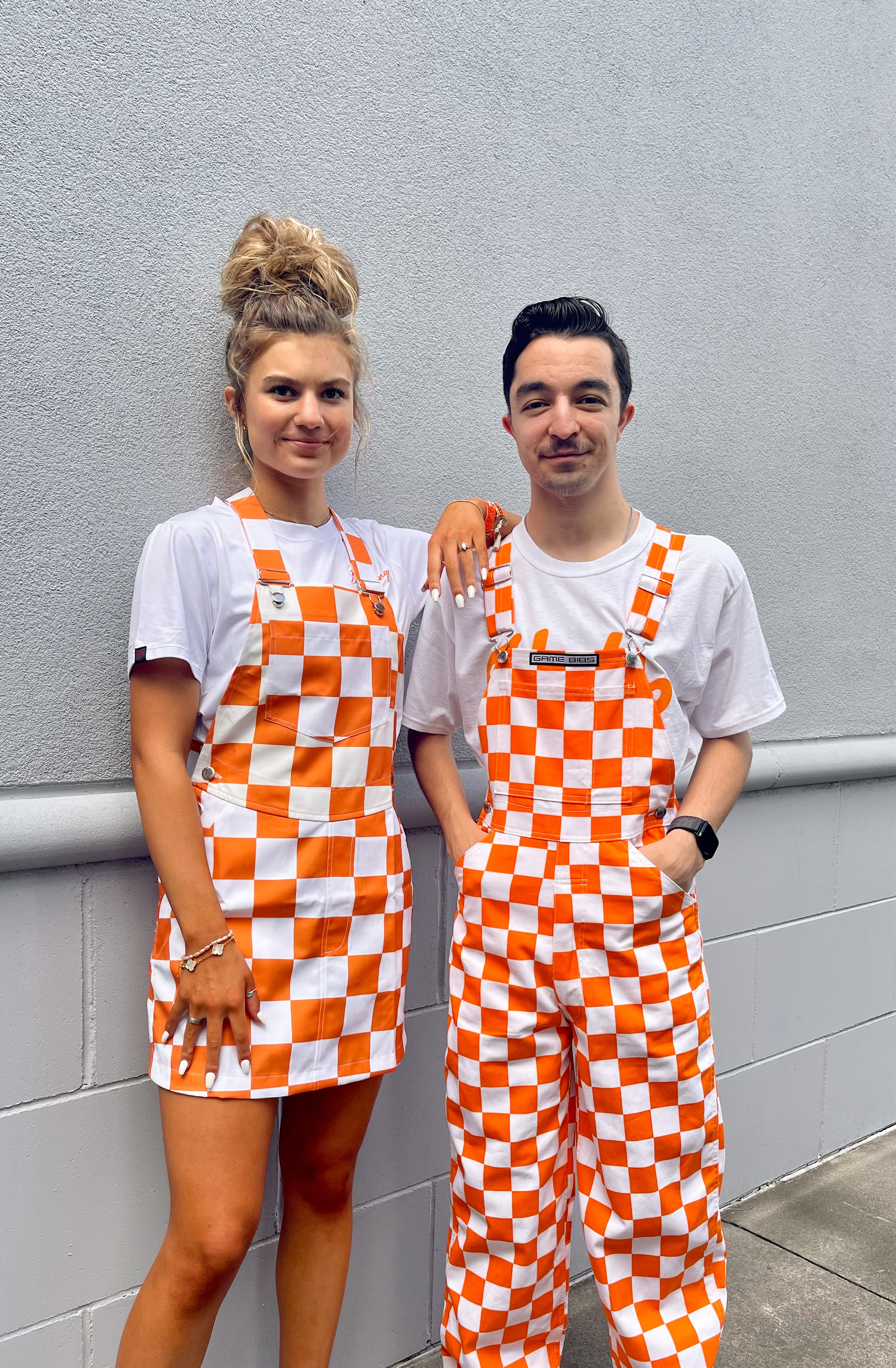 Checkerboard clearance overall dress