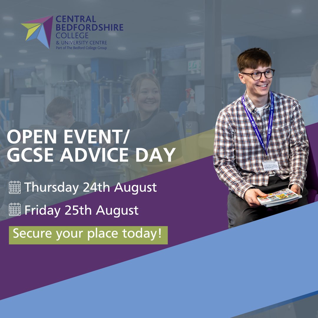 Just one week to go until our Open Event/GCSE Advice Days!

Join us next Thursday or Friday to get all your questions answered following your GCSE results.

Register your place today at: loom.ly/AbdNSCU