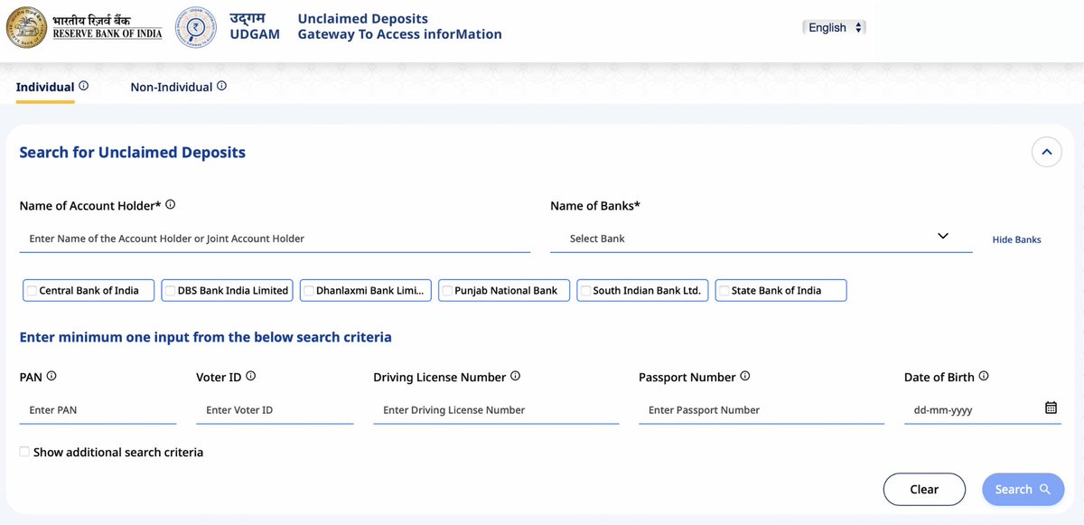 India has ₹35,000 crores as unclaimed bank deposits. To solve this problem, RBI has launched its UDGAM portal where you can find your unclaimed deposits. Short thread on how this works 🧵