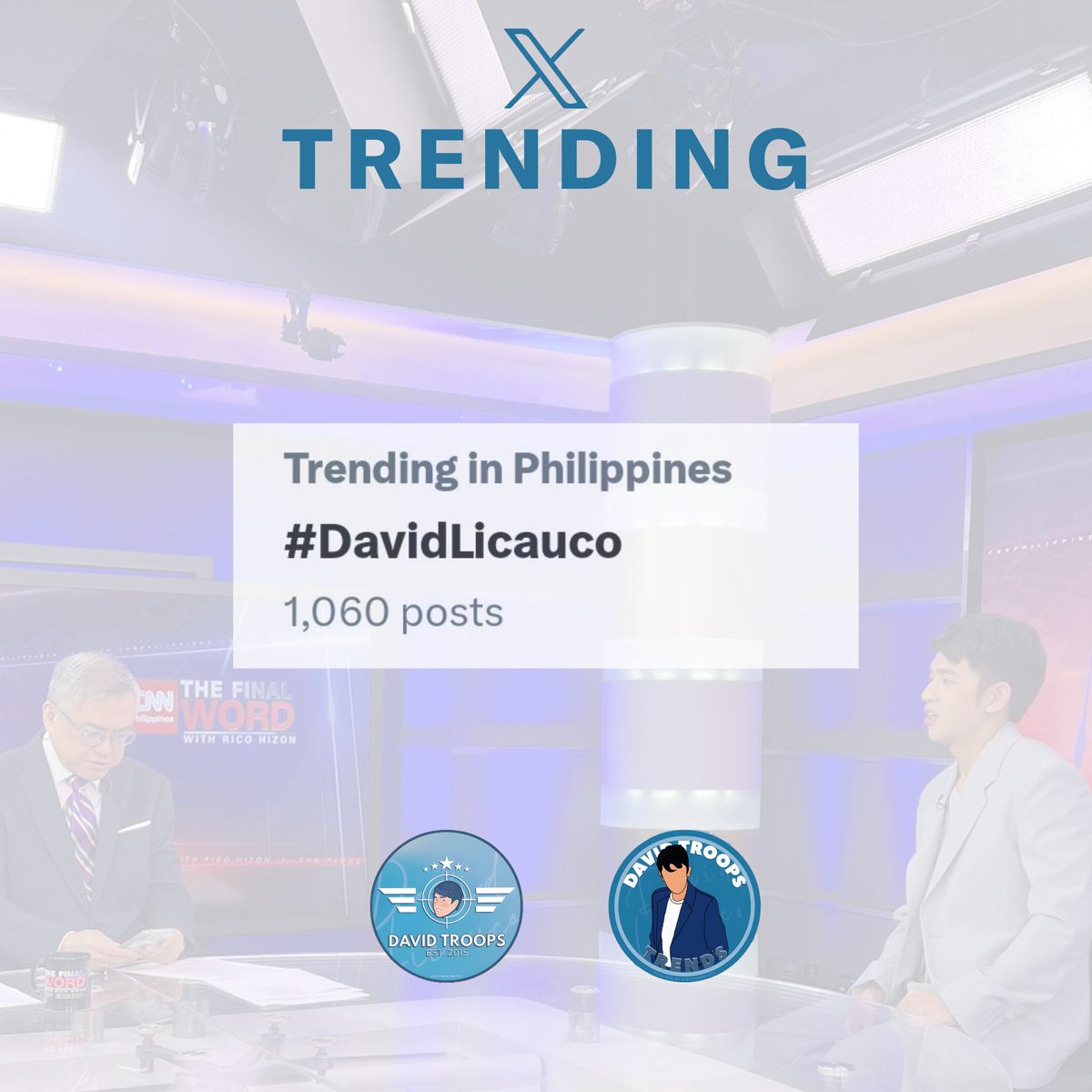 TRENDING | #DavidLicauco is on the trends list with over one thousand tweets.

In his interview tonight at #TheFinalWord, David has proved again how passionate he is not just as an actor, but also as an entrepreneur. We are always proud of you, Ginoo! 

@davidlicauco