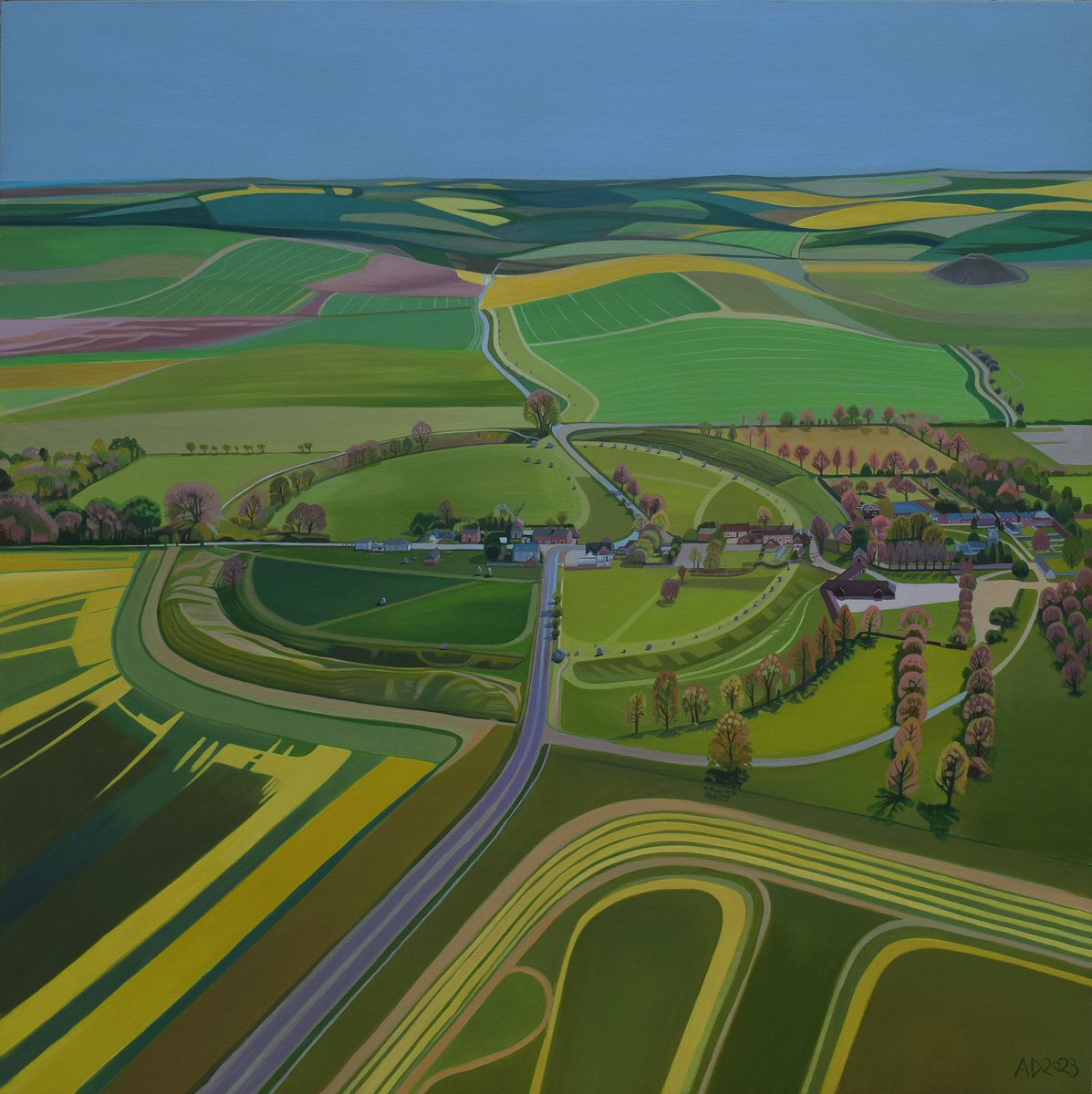 On display now! Aerial Avebury - by the incredibly talented @Anna_Dillon. Part of our new exhibition Wessex Airscapes featuring works by Anna and gorgeous aerial photography by @thorneh. Most works in the exhibtion are for sale. We're open 7 days a week throughout the summer.