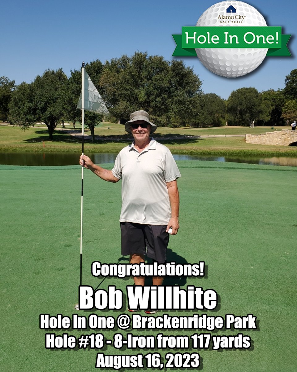 AlamoCityGolf's tweet photo. π¨ACE ALERT!π¨Congratulations to Bob Willhite! Yesterday, Bob aced the par three 18th at Brackenridge Park! Welcome to the Hole In One Club! Get out here and get yours!
#GolfBrackenridgePark #AceAlert #HoleInOneClub #12500To1Odds #AwesomeShot #NoPutterNeeded https://t.co/KS0KfL2QEg
