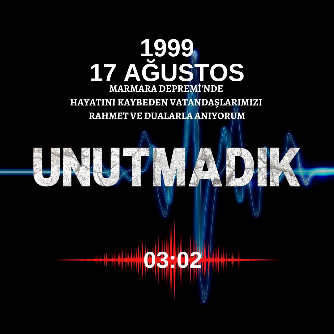 Büyük ve ağır bir yıkıma yol açan #MarmaraDepremi'nin 24.yıldönümünde depremde hayatını kaybeden insanlarımızı bir kez daha rahmetle yad ediyor, bu vesileyle Kahramanmaraş merkezli asrın deprem felaketinde ahirete irtihal eden deprem şehitlerimizi rahmet ve dualarla anıyorum.