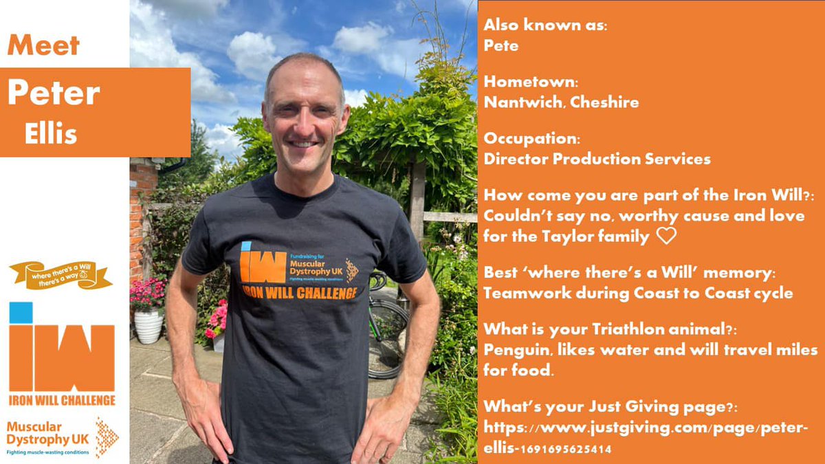 Another Iron Will team introduction today, someone who has been involved in every one of our Where there's a Will there's a way challenges for <a href="/MDUK_News/">Muscular Dystrophy UK</a>  Peter Ellis. Awesome to have you on board.justgiving.com/page/peter-ell…