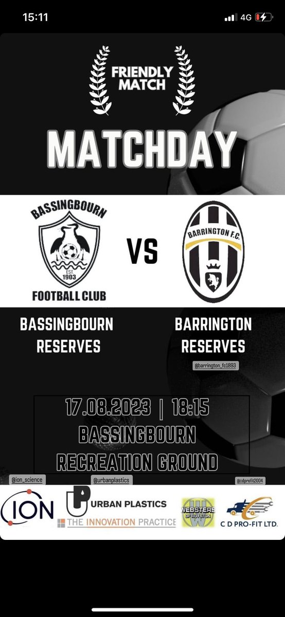 The reserves take on a mixed <a href="/BarringtonFC_1a/">Barrington FC</a> side tonight as they continue their preparation for the upcoming season. Get down and support the lads 🖤🤍 #coyb