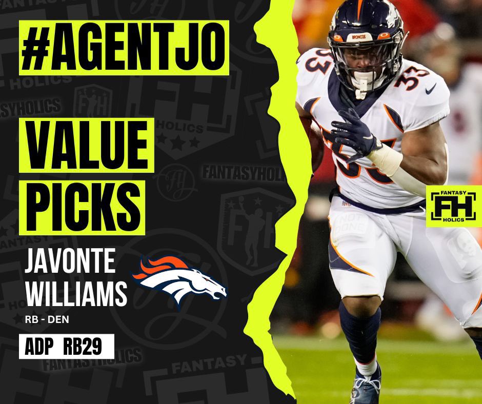 FantasyHolics1's tweet photo. It's draft season for your redraft leagues. When drafting it's important to find value in the mid to late rounds of your draft.
#AgentJo can't stop drafting Javonte Williams who's currently going at RB29 in redraft.
Who's a guy you can't stop drafting at their ADP? https://t.co/rCbRhFlinT