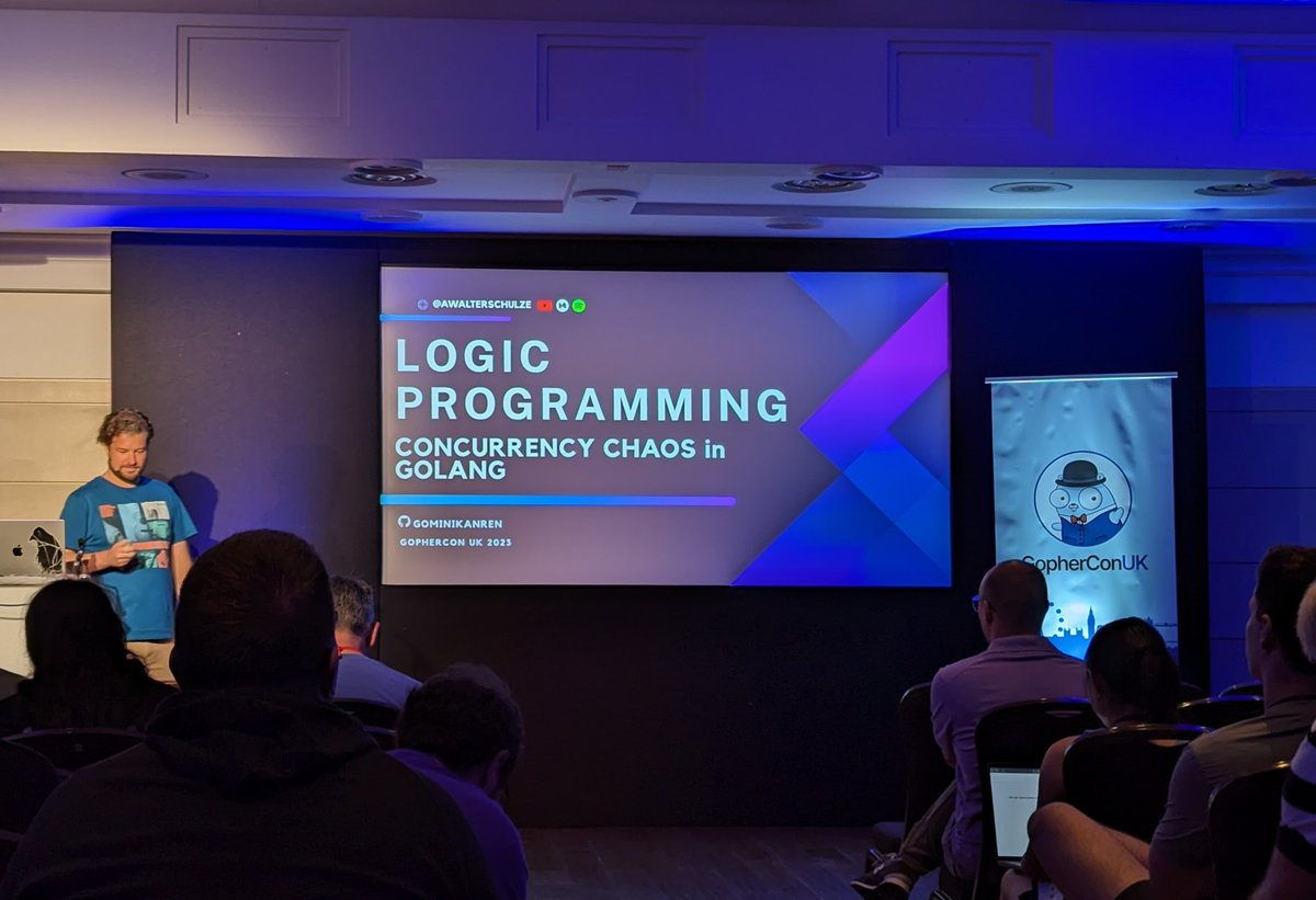nicholascwng's tweet image. Logic programming in Go, a fun talk on a PoC project I really enjoyed ๐จโ๐ฌ, featuring unification algorithm outside of type inference context ๐ค #gopherconuk