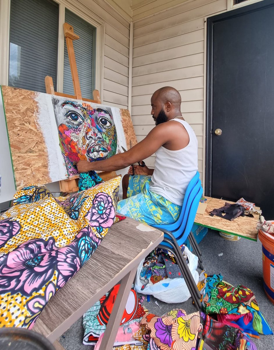 "If there would be another life, I will keep on allowing Art to choose me" - Sanusi Olatunji 🙏🏿🙏🏿
 Work in progress!
#GratefulSoul #fabric  #Africanprint #textileprint #Africanart #zeropaint #collage #wasteiswealth #beautifulmess