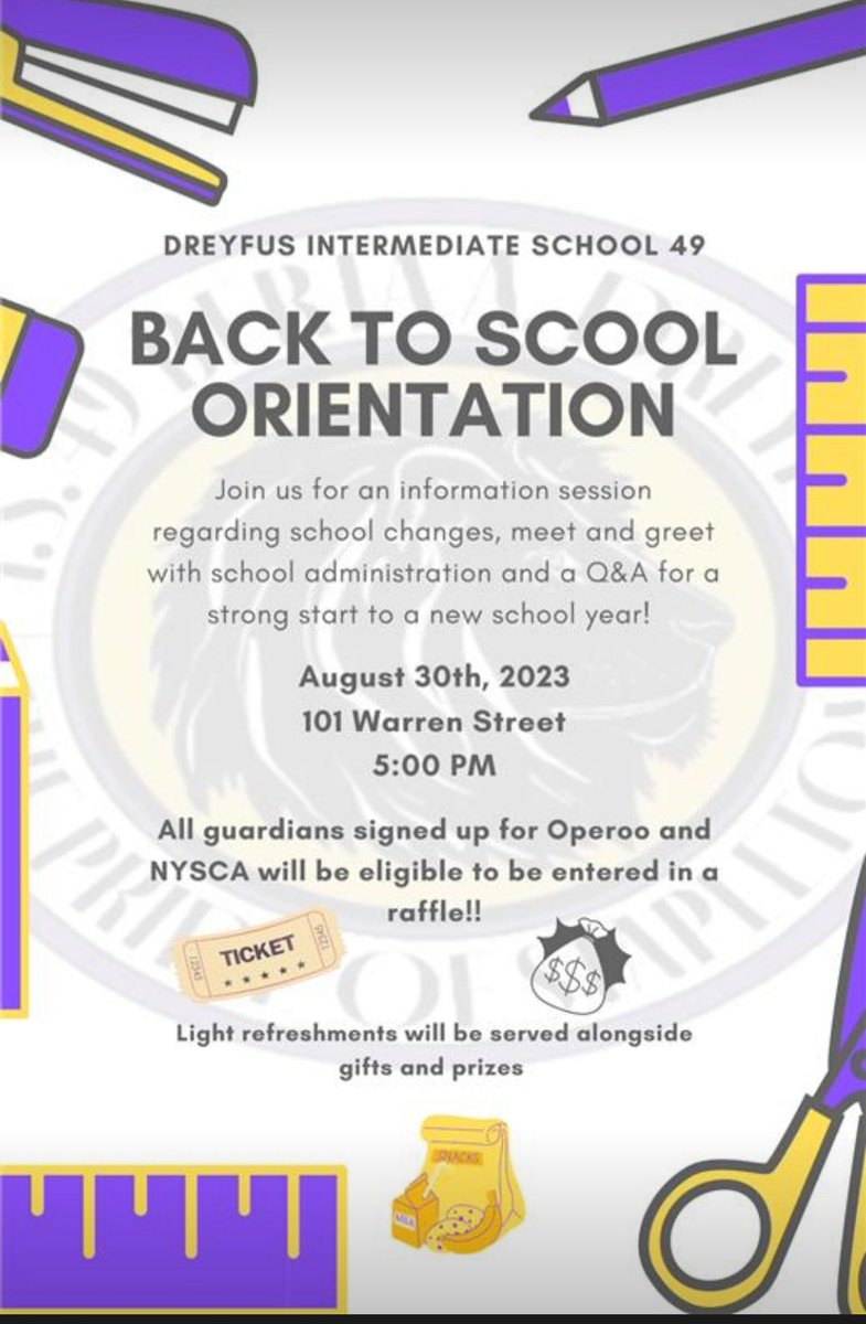 Spread the word... Back to School Night Orientation for ALL grades is on 8/30 at 5pm. Awesome prizes will be given away during our raffle drawing! @CSD31SI @Ms_Nat_Lawrence @DrMarionWilson @CChavezD31