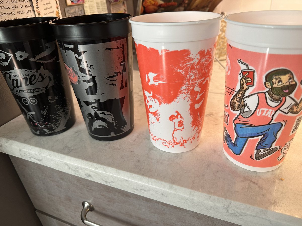 ThePosty2021's tweet photo. Who else got all 4 of our man’s @PostMalone cups from @raisingcanes ?? 
Next line up should be shirts! 👀 i’m ready for it! 🫶🏻🖤🤘🏼 https://t.co/YGinJ8znyQ