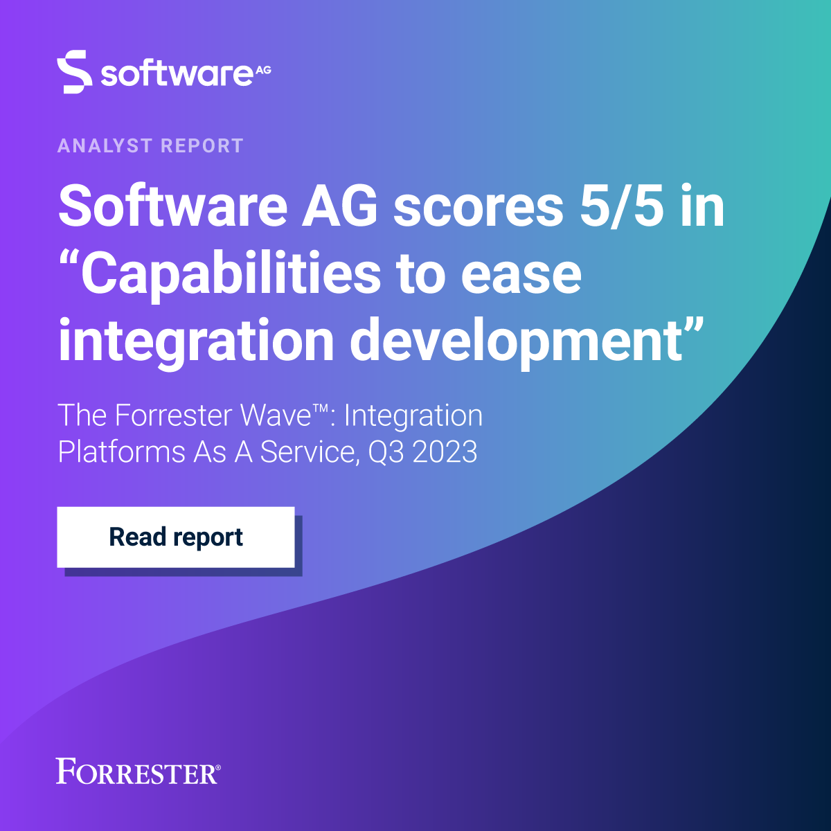 See why Software AG is a leader in The Forrester Wave™: Integration Platforms As A Service, Q3 2023 with the highest possible scores in 14 criteria! View the report: bit.ly/47BsrLQ

#Cloud #webMethods #AWS