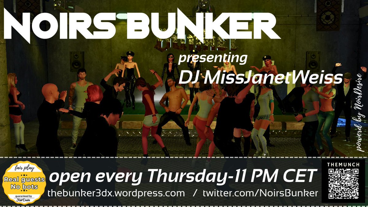 🔥 Get ready for a sizzling evening at #NoirsBunker! 🎵 Tonight, let the beats take over and the night be unforgettable. Lace up those dancing shoes and meet us on the floor. 🌙💃🕺#3dxchat 🎉 See you in the spotlight! ✨🖤 +#noirdesire