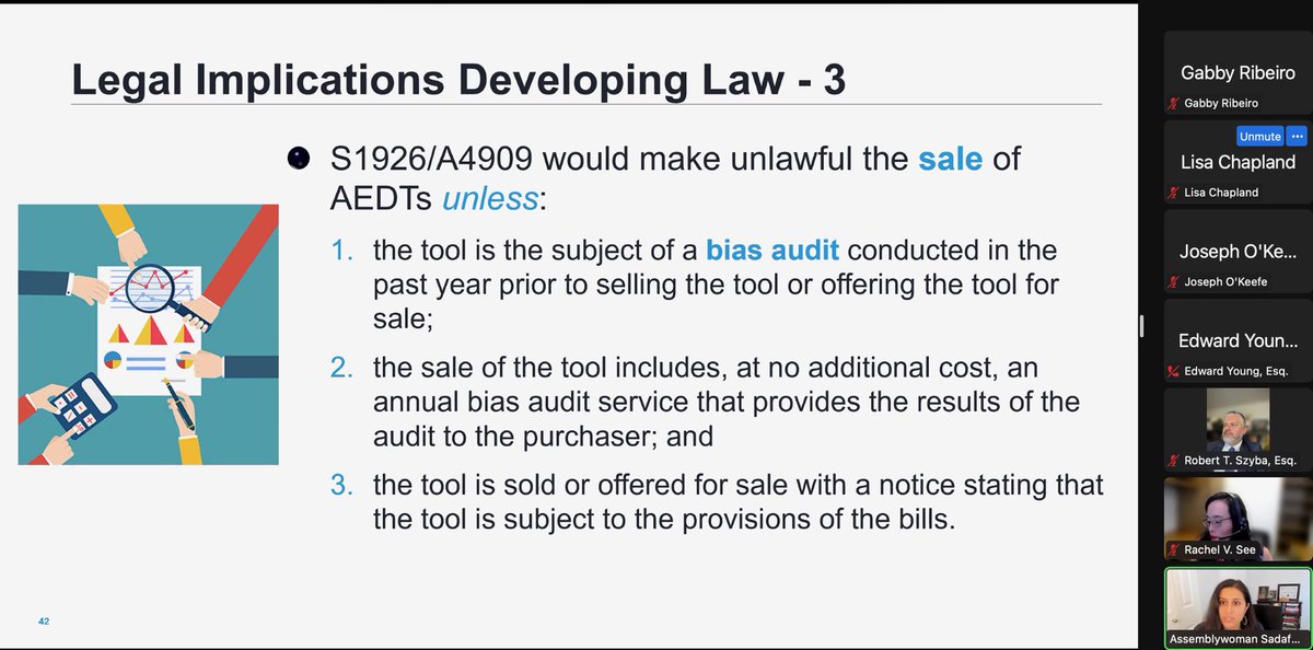 Discussing regulation of AI and employers with ⁦<a href="/sadafjaffer/">SJ</a>⁩ and ⁦<a href="/AndrewZwicker/">Senator Andrew Zwicker</a>⁩ ⁦<a href="/NJICLE/">NJICLE</a>⁩ ⁦<a href="/NJStateBar/">NJ State Bar Assn</a>⁩