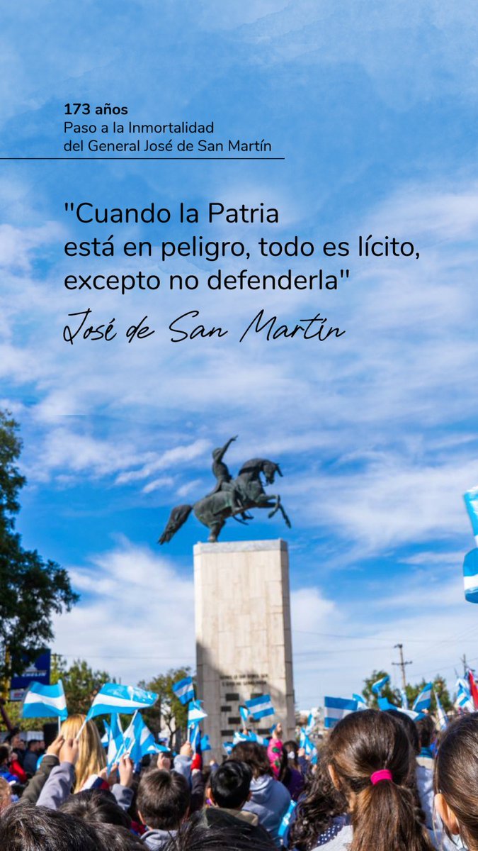 FacuTorresLima's tweet image. "Cuando la Patria está en peligro todo es lícito excepto no defenderla"

José de San Martín

#173Años
#Inmortalidad
