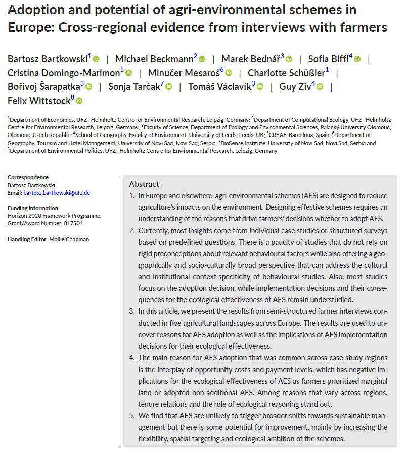 Happy to share a methodologically somewhat unusual paper of mine, in which we synthesize qualitative interviews with farmers across @Bestmap_EU case studies. besjournals.onlinelibrary.wiley.com/doi/full/10.10…