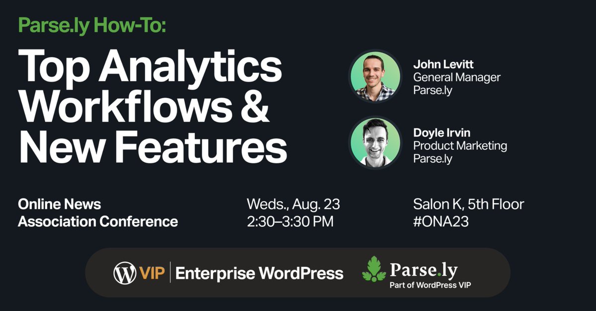 WordPress VIP (@wordpressvip) on Twitter photo #ONA23 join our Wednesday session & learn top analytics workflows and new features. We are also hosting a Q&A. RSVP on the ONA website. DM <a href="/JohnMLevitt/">John Levitt</a> or <a href="/DoyleIrvin1/">Doyle Irvin</a> if you have questions! #ONA23 join our Wednesday session & learn top analytics workflows and new features. We are also hosting a Q&A. RSVP on the ONA website. DM <a href="/JohnMLevitt/">John Levitt</a> or <a href="/DoyleIrvin1/">Doyle Irvin</a> if you have questions!