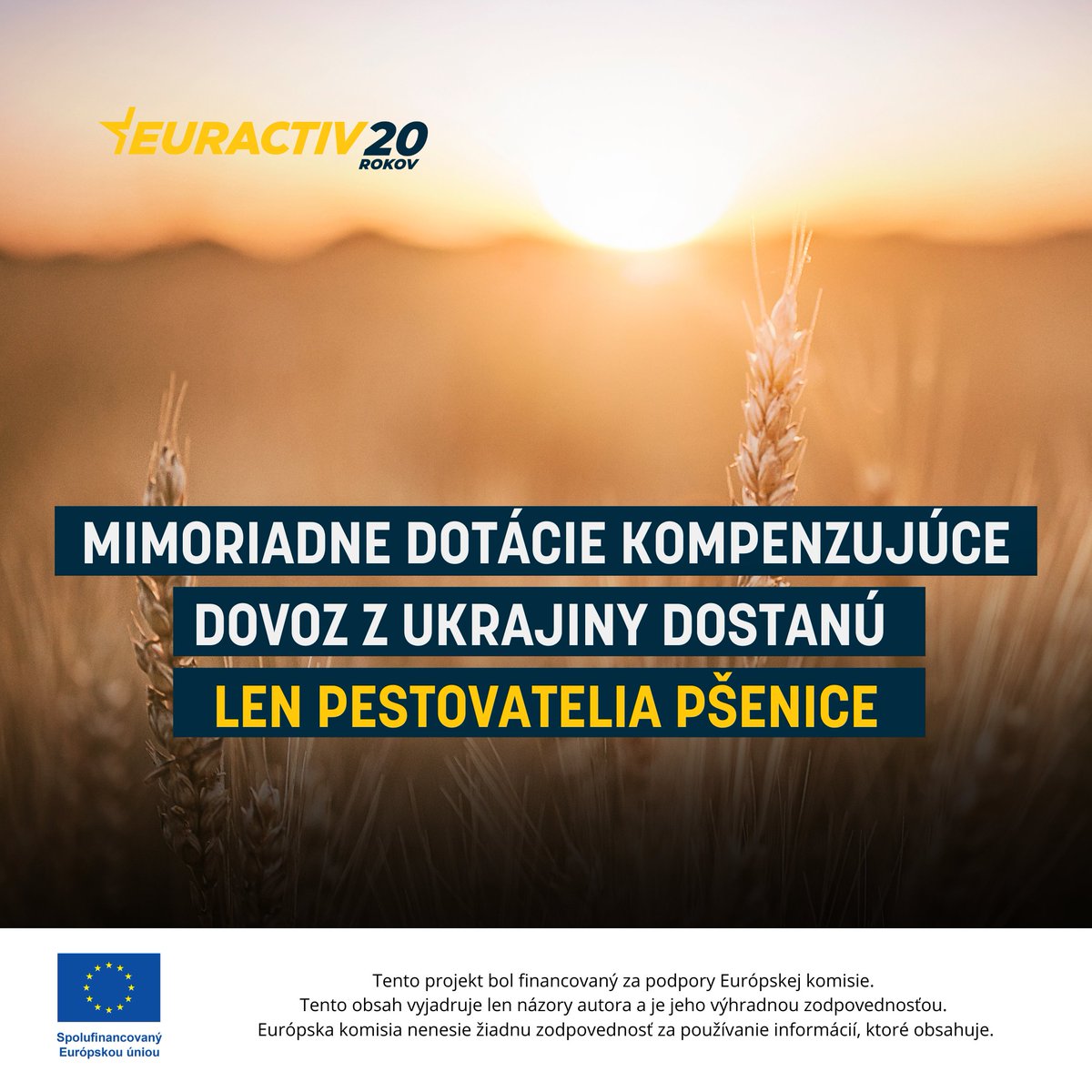 eubriefsk's tweet image. Ide o vyše päťmiliónovú podporu, ktorú pre farmárov zasiahnutých lacným dovozom z Ukrajiny uvoľnila EÚ

Vláda zrejme rozhodne, že tento balík navýši takmer o ďalších 10,5 milióna eur, čo umožňujú európske pravidlá

Čítajte viac: euractiv.sk/section/ekonom…

#NewCAP #IMCAP @EUAgri
