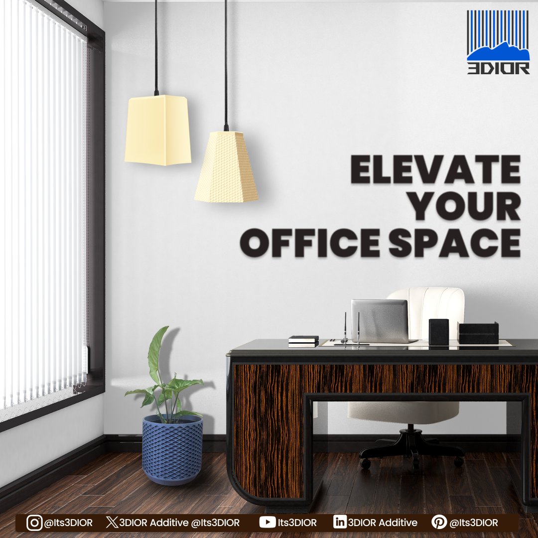 its3dadditive's tweet photo. Enhance productivity and inspire creativity with our sleek and modern 3D printed luminaires. Transform your workplace into a haven of innovation and style. #OfficeDecor #InspireProductivity #3DIORAdditive https://t.co/i56gJZYVw3