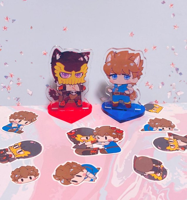 そしてアクスタ!!!とフレークシール!!!!JGKNちゃん!!!!!かわいい〜〜〜〜〜!!!かわいいよ〜〜〜!!お家にこの二人がいるの心強すぎ 玄関に飾りたい 喧嘩しないでね……(する)(するけど仲直りする)(仲良し…) 
