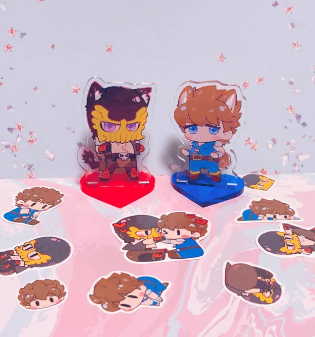 そしてアクスタ!!!とフレークシール!!!!JGKNちゃん!!!!!かわいい〜〜〜〜〜!!!かわいいよ〜〜〜!!お家にこの二人がいるの心強すぎ 玄関に飾りたい 喧嘩しないでね……(する)(するけど仲直りする)(仲良し…) 