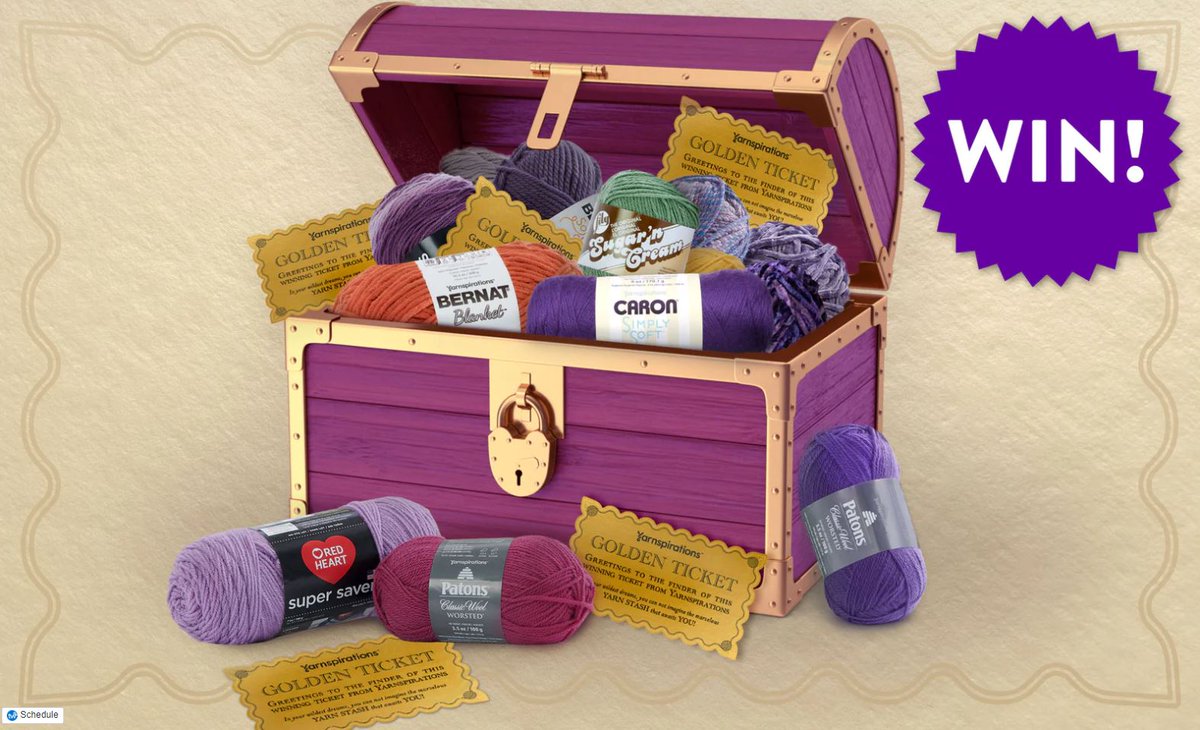 mooglyblog's tweet photo. Yarnspirations has redone their website to be better than ever - and to celebrate, there's a Treasure Hunt! 🎫 Find the Golden Ticket to win $1000 of yarn! 😍 Get the details at https://t.co/RoYjz6u5gD #crochet #yarn #knitting #winyarn #yarngiveaway https://t.co/hY9dH2ZPGF