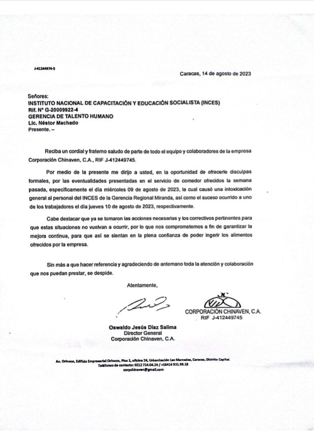 Sintrainces's tweet photo. Esperamos que @WuikelmanAngelP @nkcabrera @inces_regional y demas autoridades d @Incesocialista tomen los correctivos necesarios y apliquen las sanciones correspondientes para evitar que se repitan los hechos ocurridos en @IncesMiranda2 que produjo la intoxicación de trabajadores https://t.co/l62xhkPLYE