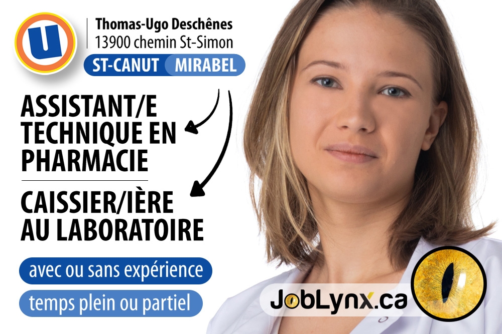 JobLynxCA's tweet photo. #emploi #Mirabel #caissier #caissière #laboratoire et #ATP #assistant/e #Pharmacie Deschênes détails #JobLynx https://t.co/nsHjcYVGSH
Besoin de personnels? Faites vous REMARQUER! https://t.co/FuBSyJQbxx c'est + 26000 membres. Publiez vos offres d'emploi https://t.co/k6G04kns8o https://t.co/xjCSLoBCcA