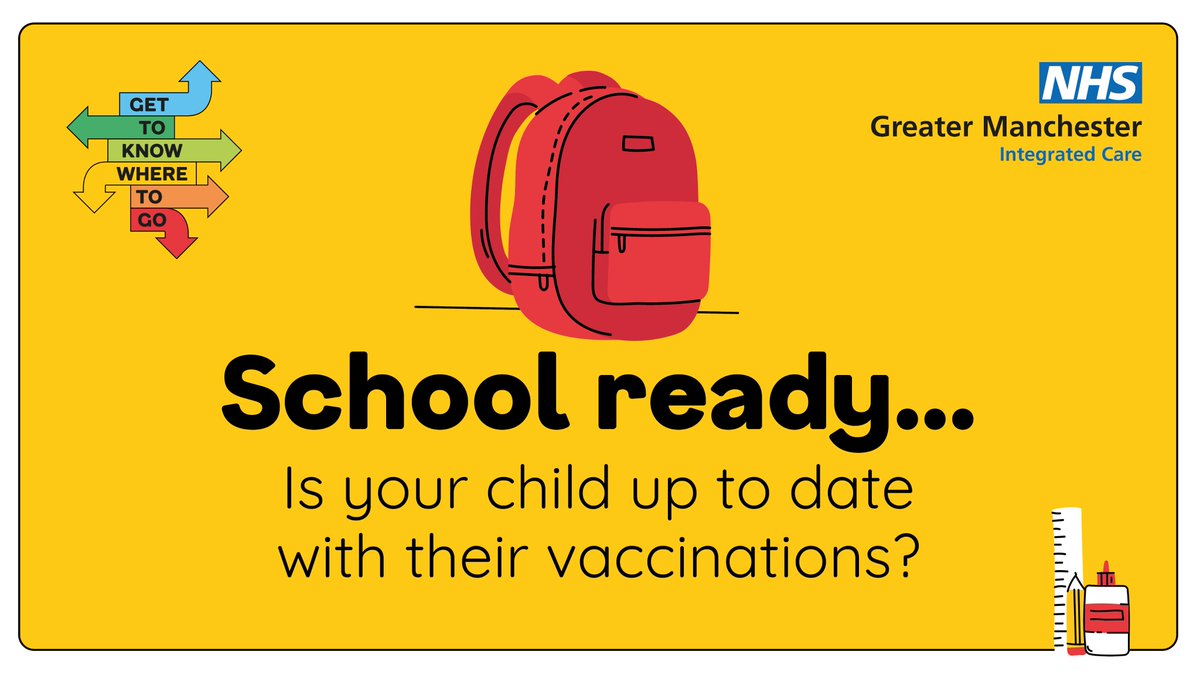 Are your child's vaccinations up to date ready for the new school term? It's important that vaccines are given on time for the best protection - but it's never too late to catch up! Contact your GP practice to book an appointment. Go to: nhs.uk/conditions/vac… #GTKWTG