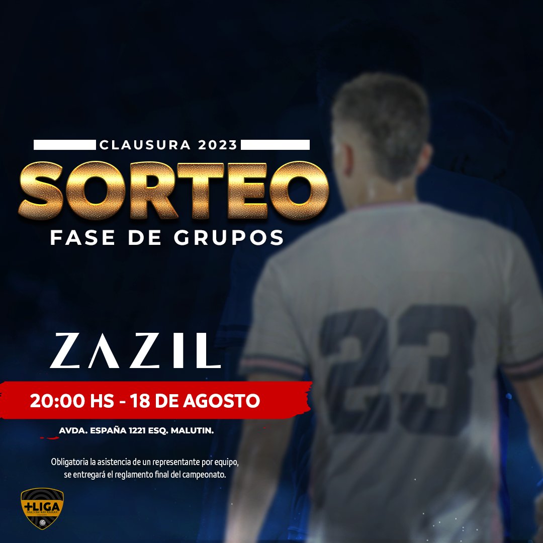 𝐒𝐎𝐑𝐓𝐄𝐎 - 𝐅𝐀𝐒𝐄 𝐃𝐄 𝐆𝐑𝐔𝐏𝐎𝐒 🔥

Mañana nos vemos en Zazil para el sorteo del #Clausura2023 🎰🎯

7️⃣4️⃣ 𝑬𝒒𝒖𝒊𝒑𝒐𝒔.
3️⃣ 𝑪𝒂𝒕𝒆𝒈𝒐𝒓𝒊́𝒂𝒔.
1️⃣ 𝑪𝒂𝒖𝒔𝒂

#UnaLigaMásGrande
#MásLiga