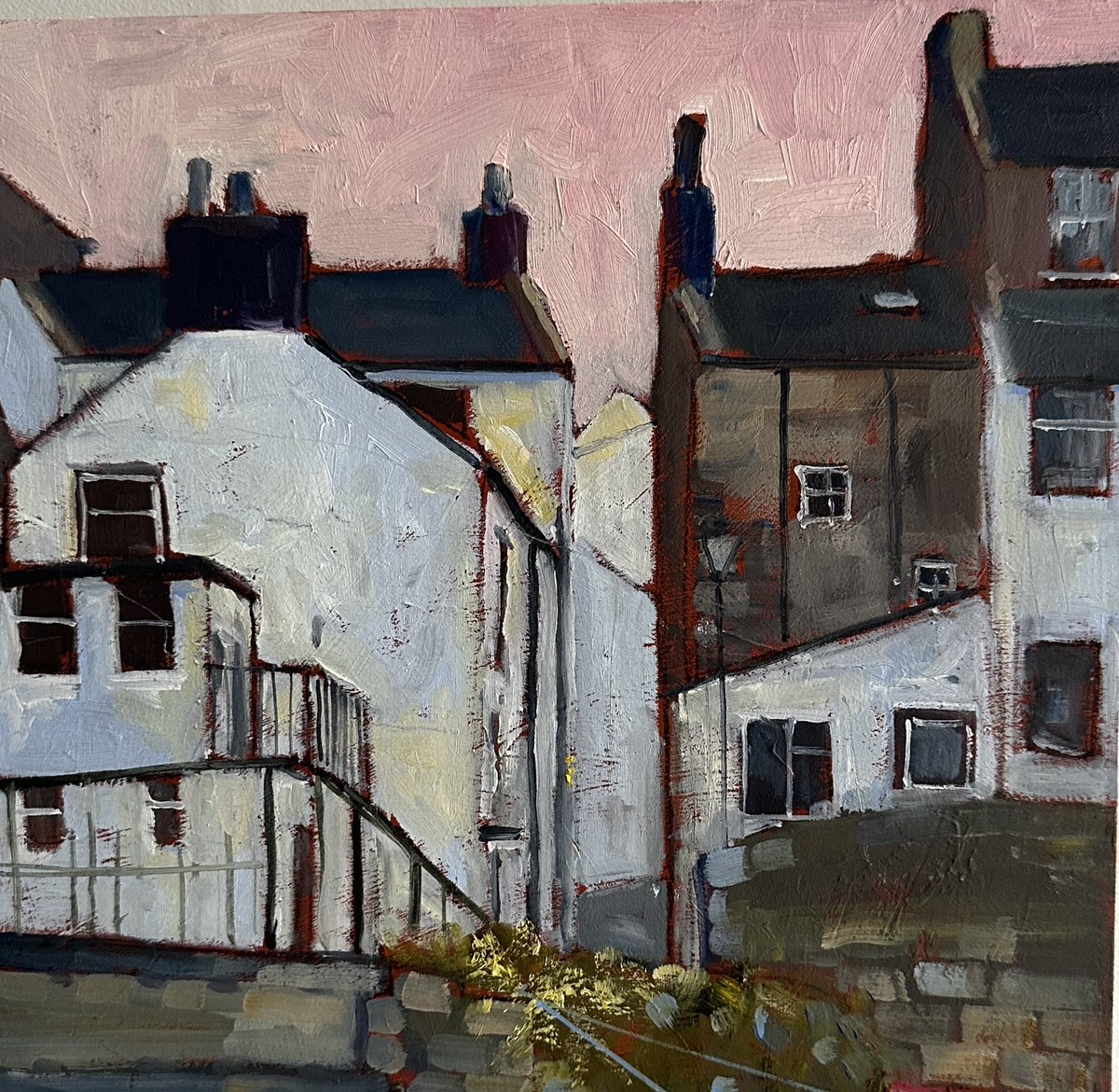 Early Morning, Staithes. 10x10” #oilpainting another for <a href="/StaithesFest/">Staithes Festival of Arts and Heritage</a> unless you want to grab it first. £175 inc p&amp;p in UK wood panel ready to hang. DM me if it is for you.