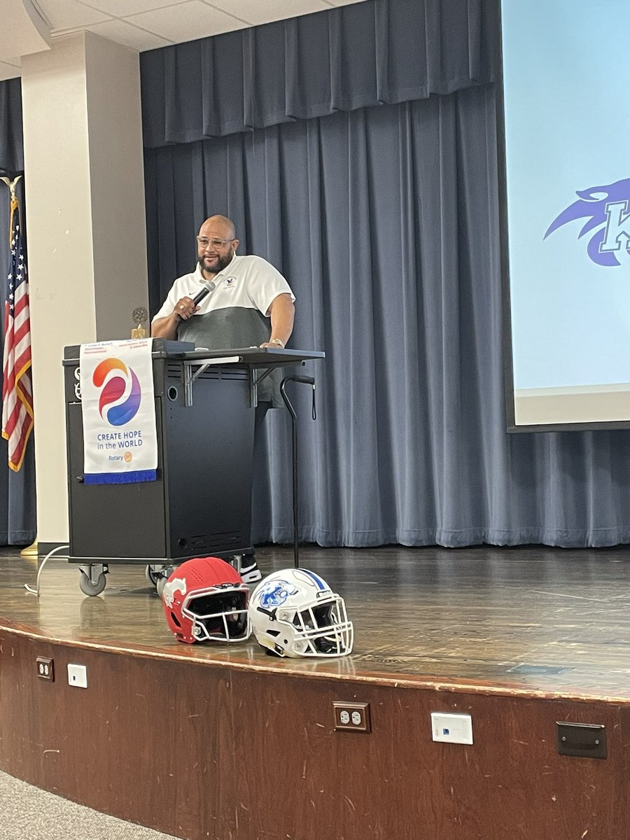 ChannelviewISD's tweet photo. Happening now: @ChannelviewHS Coach Hurts is speaking to the North Channel Rotary about the school’s football program. #WeAreChannelview https://t.co/WqVaFxRxef