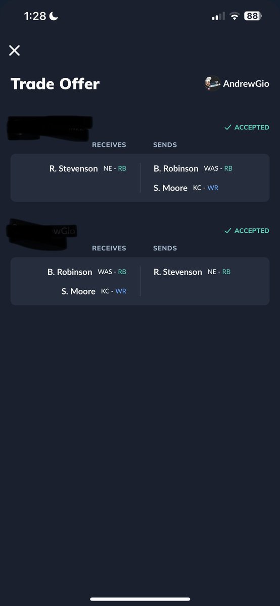 Spazzing999's tweet photo. @SleeperHQ Dynasty 12-team Half-PPR standard league https://t.co/UiupaOxjTf