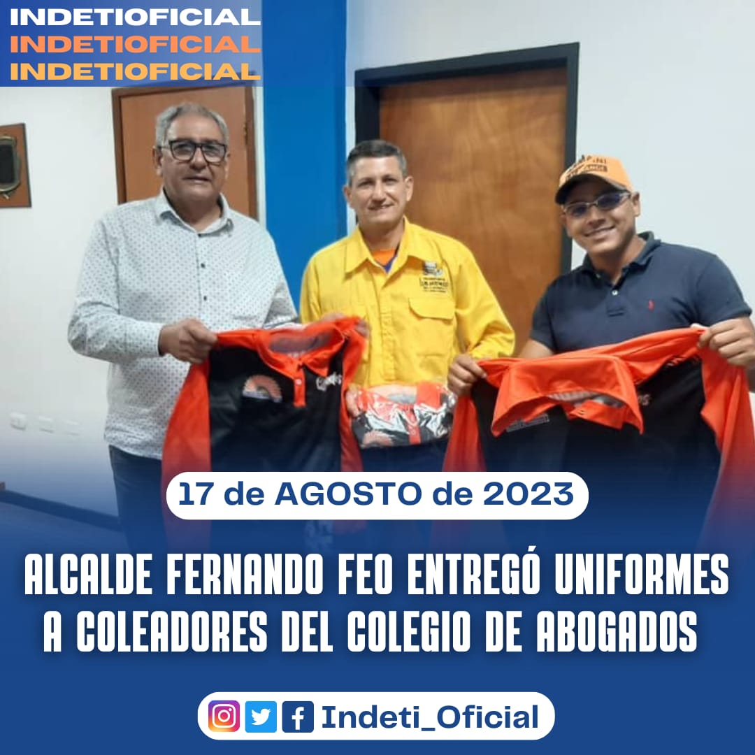 Alcalde <a href="/FERNANDO_FEO/">Fernando Feo Henriquez</a> entregó uniformes a coleadores del Colegio de Abogados de Cojedes que participarán en Campeonato Nacional. 

La noticia 📰: instagram.com/p/CwDaU-fLvif/…

#FernanfoElAlcaldeQueSiCumple 
#VamosVamosTinaquillo